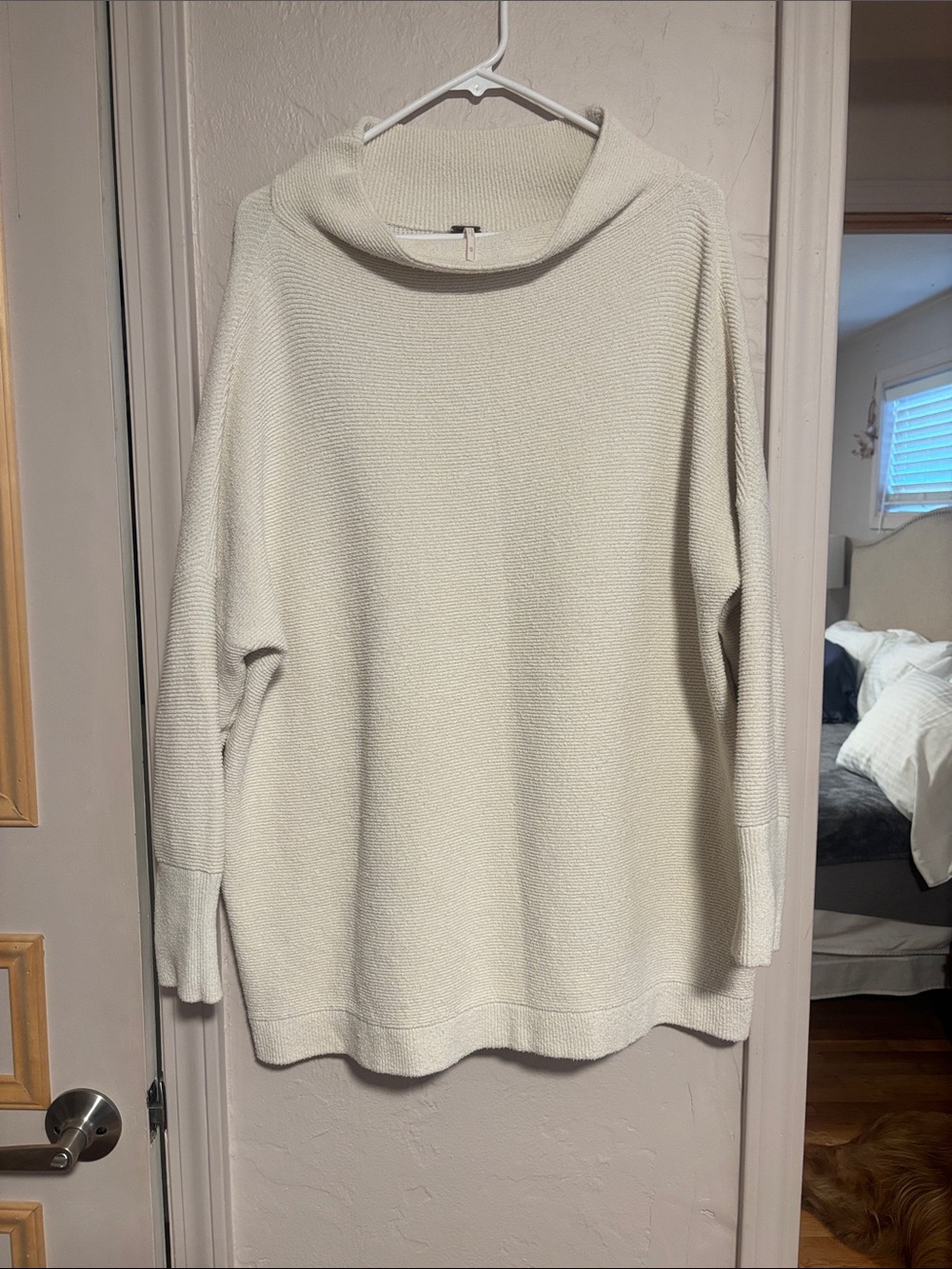 Free People Cream Funnel Neck Sweater